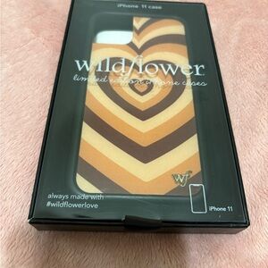 Wildflowers iPhone 11 Case - Brown and Cream Chevron